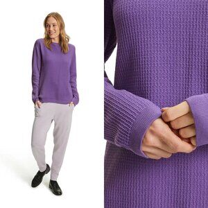 Falke Organic Cotton Textured Knit Sweater Lilac Purple S Crew Neck Pastel Top